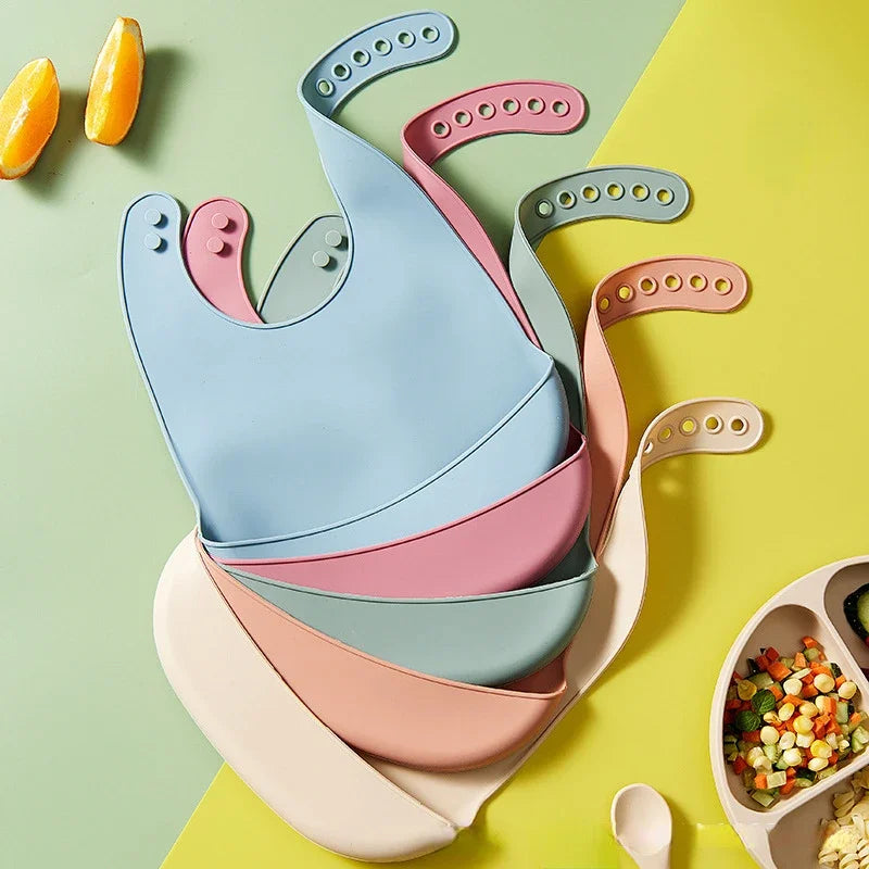 Baby Bib Adjustable Waterproof Bibs | Babies Soft Silicone Bib for Baby or Toddler